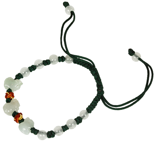 Armkette mit Glücksschweine aus Jade, Armband, Jade, 4935